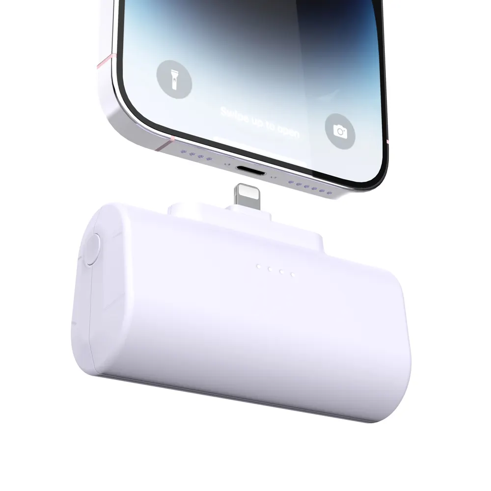 Latest 2 in 1 Connector Cute gift mini Finger Emergency 5000mah capsule power bank for iphone15/14/13 series...