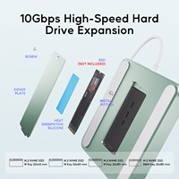 Adattatore Hub USB PULWTOP per iMac M1/M3/M4 con USB C 10Gbps, 3*USB-A, SD/TF, Supporto Espansione SSD M.2 fino a 4TB (Non Incluso), Verde