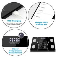 Báscula Inteligente Bluetooth para Grasa Corporal, Báscula Digital de Baño de 180 kg con Control por Aplicación, Recargable por USB, Analizador de IMC para Uso Doméstico