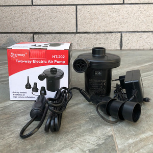 ปั๊มลมไฟฟ้า Stermay รุ่น HT-202 12V 220V AC DC แรงดันไฟฟ้าคู่ สำหรับสระน้ำเป่าลม เตียงเป่าลม เรือเป่าลม ใช้งานได้ทั้งเป่าลมและปล่อยลมอย่างรวดเร็ว - Product Image 1