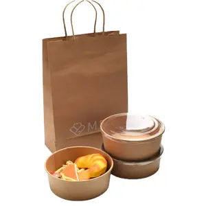 Bán buôn 20oz /26oz/32oz/40ooz thực phẩm kraft giấy Sushi hộp/Salad vòng hộp withpet có nắp đậy, để đi hộp