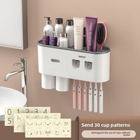Presse-dentifrice électrique mural Porte-brosse à dents sans poinçon avec rince-bouche en plastique durable Fabricant direct