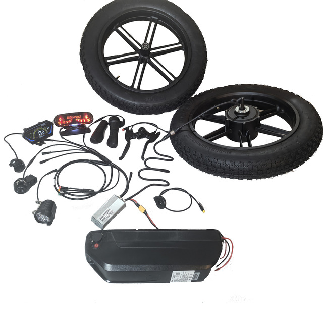 Electric Bicycle Front Rear Wheel Hub Motor Kit with Intelligent Instrument Controller Front Lights Tail Lights E-bike Motor Kit
