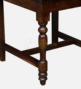 Chaise de salle à manger artisanale en bois de Sheesham avec dossier à lattes et pieds tournés, mobilier rustique vintage, siège d'appoint pour salle à manger - Product Image 4