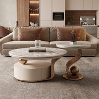 Ensemble de tables basses italiennes de luxe - Grandes et petites tables rondes gigognes pour hall d'hôtel, réception de boutique, minimaliste, gain de place