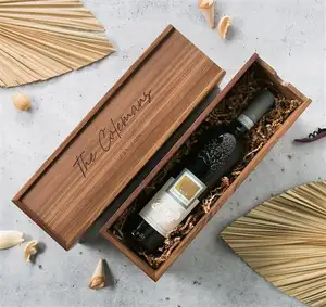Изготовленная на заказ роскошная деревянная Подарочная коробка для винных бутылок ручной работы с напечатанным логотипом компании персонализированное дерево