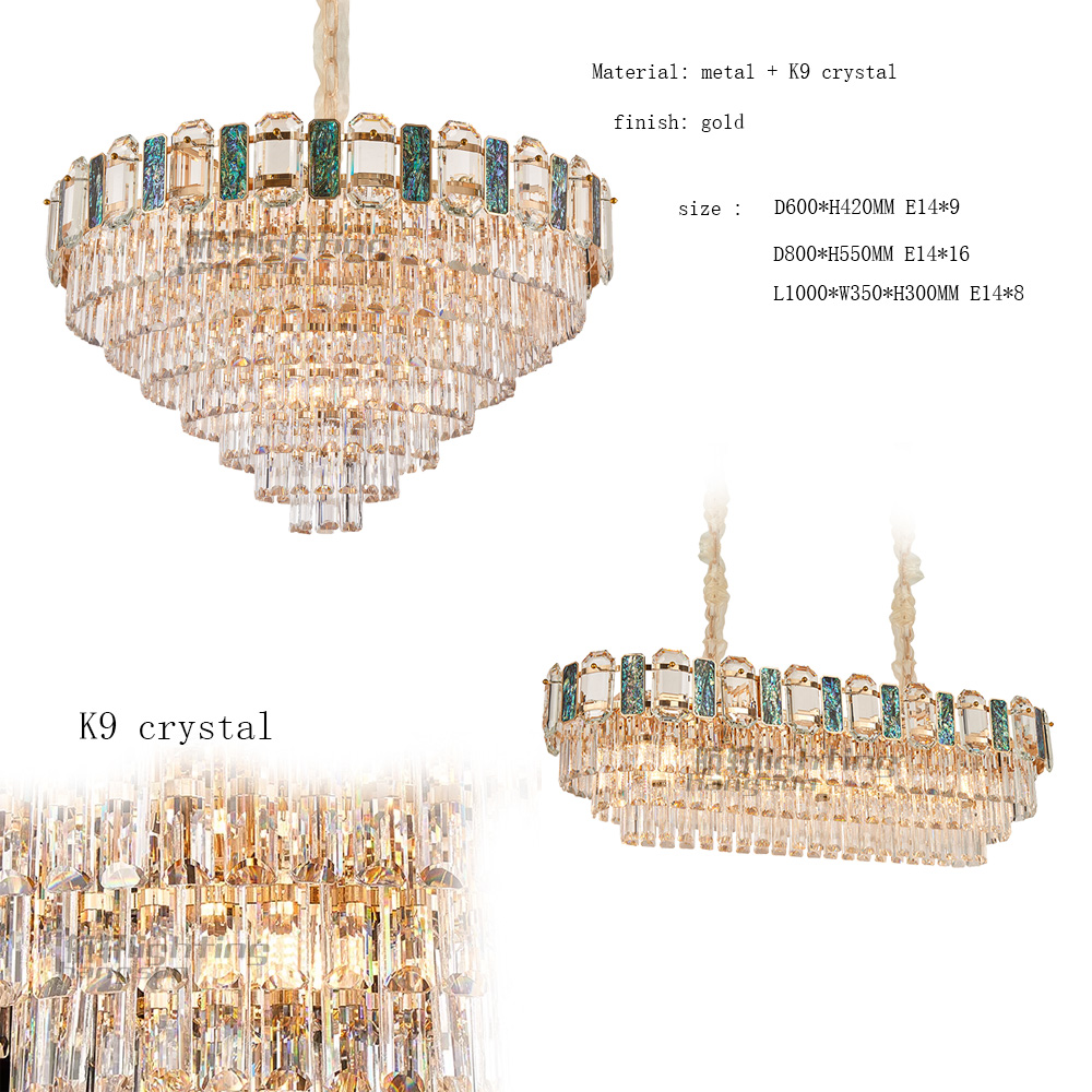 Hot Sale new Luxury Modern Chandeliers restaurant living room Gold Pendent Chandelier clear K9 crystal chandeliers 2022