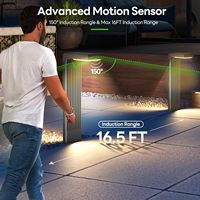 Lampes solaires pour allée, lot de 4, détecteur de mouvement, LED, extérieur, IP65, corps en aluminium, couleurs réglables, modes variés, garantie de 2 ans, jardin