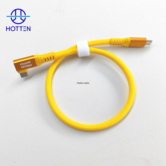 USB Type C-90 DegreeType C PD240W 40Gbps Fast Data Transfer Silicon USB4 Coaxial Data Cable