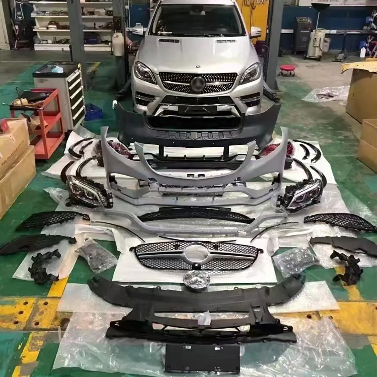 Kit de Carrocería completa para Mercedes W166, parachoques ML350, actualización a GLE63