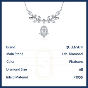 قلادة ألماس مختبري من كوينزون IGI بوزن 1 قيراط، درجة D VS1، من البلاتين PT950، تصميم إلهة القمح، سلسلة ترقوة راقية على شكل زهرة الأوركيد - Product Image 6