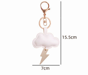 Grosir gantungan kunci berkilau awan putih lucu ornamen liontin gantung kulit PU rantai kunci Kawaii wanita Aksesori jimat - Product Image 2