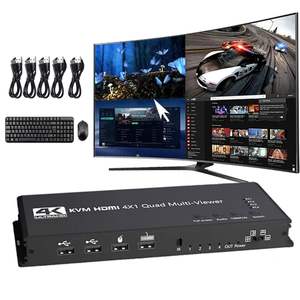 Conmutador KVM HDMI <span class=keywords><strong>4K</strong></span> SYONG 4x1, Multivisor Cuádruple, 4 Entradas 1 Salida, Procesador KVM HDMI, Multivisor de Pantalla, Uso Compartido de Teclado y Ratón sin Interrupciones - Product Image 1