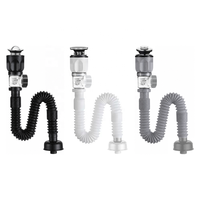 Kit de vidange flexible pour lavabo, anti-odeur, avec bouchon pop-up, filtre anti-colmatage et anti-fuite