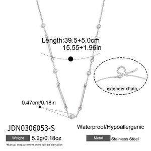Collier en Acier Inoxydable Plaqué <span class=keywords><strong>Or</strong></span> 18K avec Zircon <span class=keywords><strong>Blanc</strong></span> pour <span class=keywords><strong>Femme</strong></span> – Chaîne Ras du Cou Classique et Tendance – Nouveauté Transfrontalière - Product Image 6