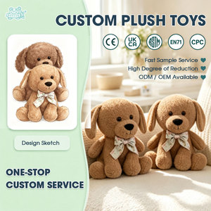 Paire d'ours en peluche à pois avec nœud, 2 ours en peluche marron avec ruban blanc, adorables ours en peluche pour cadeau d'enfant, OEM personnalisé - Product Image 1