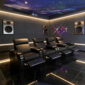 Lüks Özel Tasarım Ev Sinema Mobilyaları Ahşap Kolçaklı Yatar Koltuk Sinema Mobilyaları Villa Medya Sinema Koltukları - Product Image 1