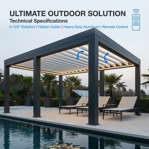 Pergola en aluminium Henlixo toutes saisons avec toit rétractable, imperméable, pour patio extérieur, jardin, gazebo, auvent bioclimatique, kit - Product Image 6