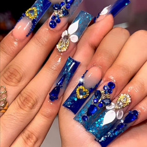 Kim Cương Sang Trọng Salon Làm Móng Tay Quan Tài Bán Buôn Nhân Tạo Móng Tay Pháp Phong Cách Vuông Key Tính Năng Ưa Thích Long Lanh Móng Tay Giả - Product Image 4