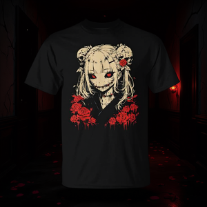 Camiseta gótica Kawaii de anime japonés de terror, color negro, talla grande para hombre - Product Image 3