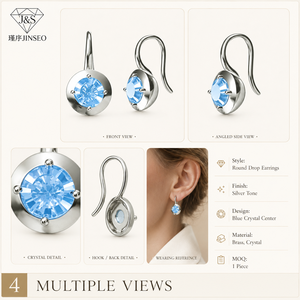 Pendientes de Gancho de Plata de Ley S925 con Aguamarina Sintética, Adorno de Circonita Cúbica, Minimalistas, Chapados en Oro Blanco, Joyería de Regalo para Mujer - Product Image 3