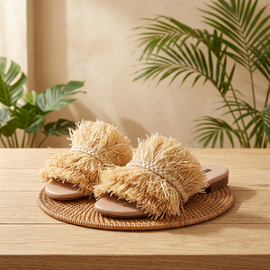 รองเท้าแตะราฟเฟียธรรมชาติคุณภาพเยี่ยมสำหรับผู้หญิง - Product Image 1