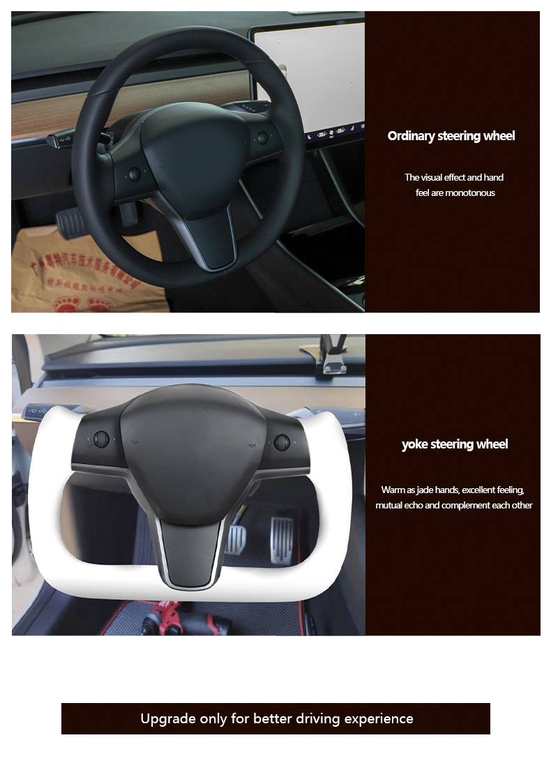 For Tesla Model 3 Yoke S X Model Y Carbon Fiber Leather Car Steering Wheel