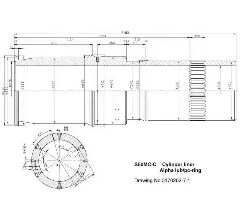 Revêtement de cylindre 3170262-7 Pour S50MC-C Utilisé Moteur Diesel Marin