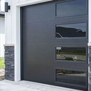 Porte <span class=keywords><strong>de</strong></span> <span class=keywords><strong>garage</strong></span> sectionnelle intelligente antivol en acier, design minimaliste, automatique, galvanisée, à bascule, pour la maison - Product Image 1