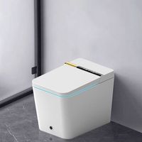 WC intelligent électrique moderne allongé avec télécommande, siège chauffant, bidet automatique noir, siphon en S, en céramique