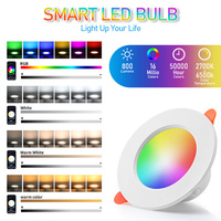 Plafonnier LED encastré rond coloré, lumière intelligente pour maison connectée, 10W 15W RGB, dimmable, Wifi, downlight intelligent