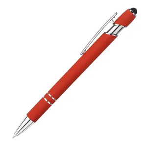 قلم حبر جاف من المعدن مخصص 2 في 1 للهاتف المحمول للترويج باللمس قلم حبر جاف ملون يُمكن كتابته كهدية للأعمال مزود بطبعة شعار