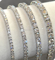 Bracelet tennis personnalisé en argent sterling 925 avec moissanite couleur D VVS, sertissage griffe, diamants ronds de 2mm, 3mm, 4mm, 5mm