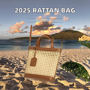 Sac à main en paille tressée en rotin fait main pour femmes de luxe été 2025, sac à main octogonal à six trous creux pour les vacances à la plage - Product Image 2