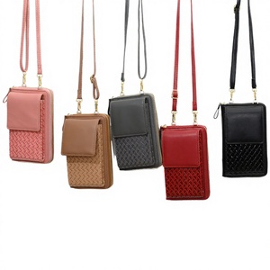 New Arrival PU Leather Women's Woven Mobile Phone Bag with Chains Large Capacity Simple Fashion <b>Small</b> Shoulder <b>Wallet</b> - Product Image 1