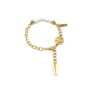 Smile Face <b>Beaded</b> <b>Bracelet</b> <b>Gold</b> Plated Stainless Steel Handmade Fashion Jewelry - Product Image 2