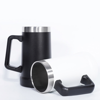 Mug à bière en acier inoxydable à double paroi à isolation sous vide, grande capacité portable de 700 ml, avec une grande poignée