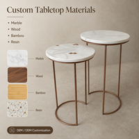 Ensemble de tables d'appoint modernes, plateau en marbre, table basse, structure en métal, table d'appoint ronde, meubles de salon, OEM ODM