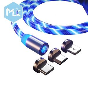 Câble USB de charge <span class=keywords><strong>rapide</strong></span> magnétique MLK avec lumière LED pour téléphone portable, câble de données lumineux micro USB - Product Image 1