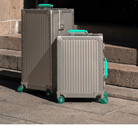 Valise à roulettes de style Dream Traveler, grande capacité, épaissie, 37L, en alliage d'aluminium-magnésium, avec serrure TSA, étanche, ultra-légère