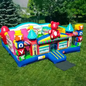 Inflatable Play Land, Mainan Inflatable Town Balita Playground Bouncing House dengan Slide Sewa