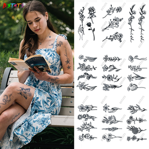 Bxtats Pequeños <span class=keywords><strong>Tatuajes</strong></span> <span class=keywords><strong>Temporales</strong></span> Semipermanentes <span class=keywords><strong>de</strong></span> Jugo Azul Gardenia para Venta al por Mayor y Personalizados, que Duran Hasta Media Semana - Product Image 2