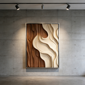 Sculpture abstraite minimaliste moderne, design <span class=keywords><strong>Art</strong></span> Déco, décoration murale en bois carré 3D, décoration murale en bois blanc - Product Image 5