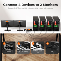 TESmart Kit de Conmutador KVM de 4 Puertos para Dos Monitores DP 4K60Hz con Estación de Acoplamiento USB 3.0 EDID para Profesionales de Laboratorio de Investigación