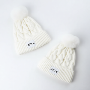 Custom <strong>Beanie</strong> Your Own Embroidery logo <strong>Beanies</strong> With Woven Label 100% Acrylic <strong>Pom</strong> <strong>Pom</strong> <strong>Beanie</strong> Hat With Fleece Lining Inside - Product Image 2