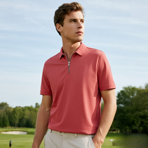 Fabricant 1/4 <span class=keywords><strong>Polo</strong></span> à col zippé Maillot personnalisé pour hommes Chemises de golf respirantes anti-boulochage Piqué de coton Chemises de golf à séchage rapide - Product Image 3