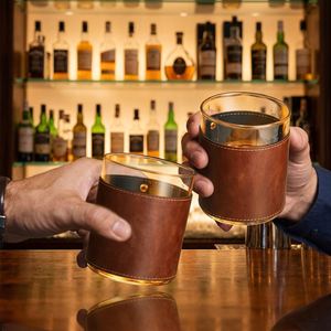 PU Leather Embossed Portable Anti-Beverage Wine <b>Glass</b> <b>Protector</b> Snap Cover Cup Wrap Welcome Gifts Promotional - Product Image 4