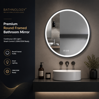 Miroir de salle de bain moderne encadré avec éclairage LED, interrupteur tactile, lumière LED intelligente, cadre en aluminium, indice de protection IP44, pour usage hôtelier