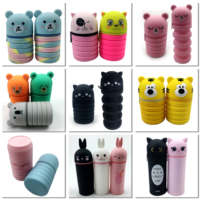 Trousse à crayons scolaire mignonne, boîte à crayons debout, étui à crayons en silicone, sac à crayons à fermeture éclair pour adolescent