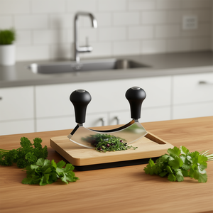 เขียงสมุนไพรพร้อมมีดตัดแบบโยก ชุด 2 ชิ้น สำหรับเตรียมและหั่นสมุนไพรสด - Product Image 3